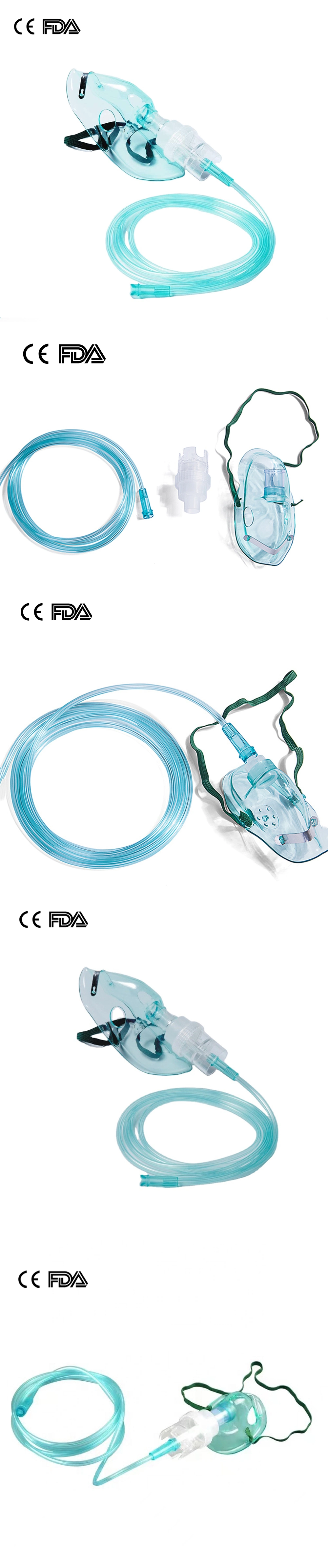 Oxygen Nebulizer Mask Disposable Medical Oxygen Nebulizer Face Mask with Oxygen Tube with CE, FDA Green Nebulizer Kit Nebulizer Set