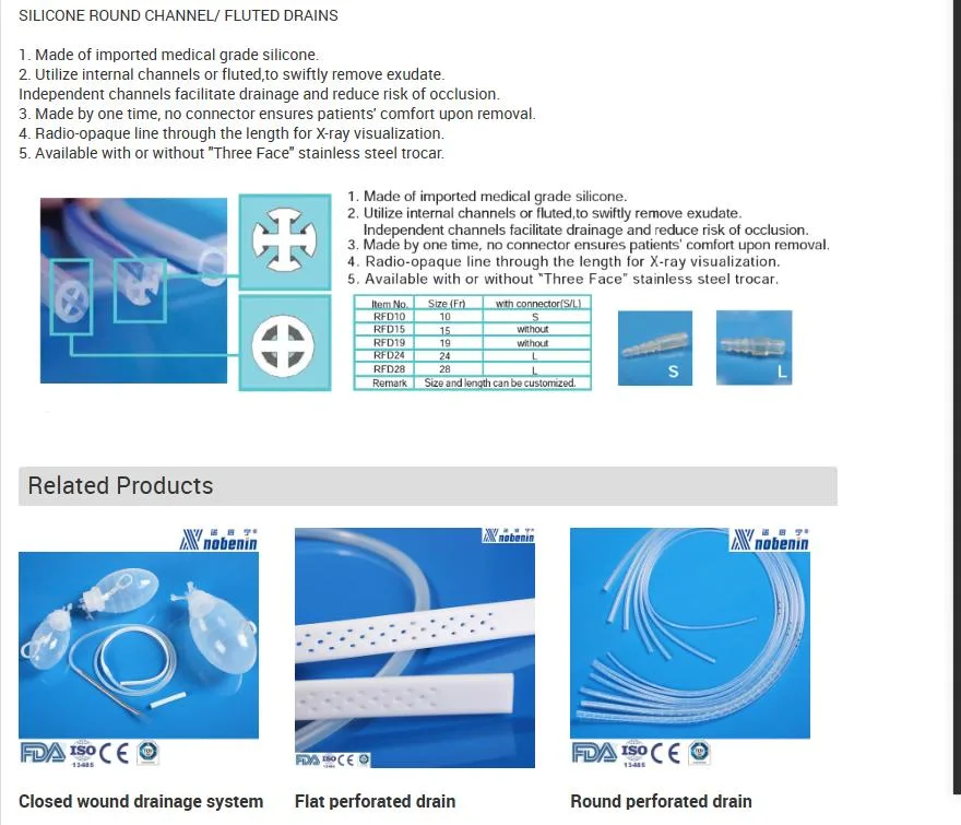 Medical Silicone Reservoir Silicone Medical Drainage Tube Medical Tube