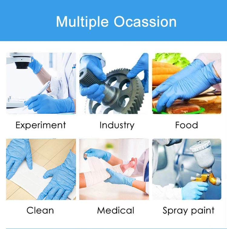 Powder Free White/Black/Blue/Pink Disposable Medical/Non-Medical Nitrile Examination Gloves with CE