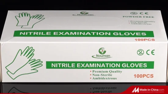 Gants en nitrile approuvés par la CE sans poudre pour examen en usine jetables