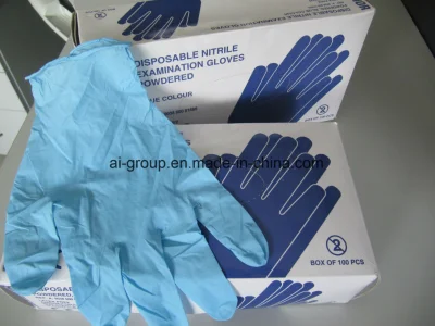 Gants jetables en nitrile bleu sans poudre pour examen