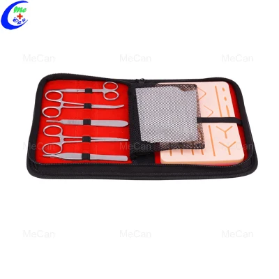 Pochette de kit de pratique de suture de formation médicale chirurgicale avec 5 outils et tampon